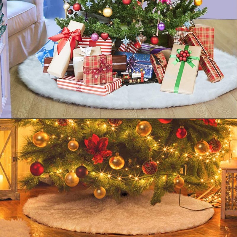 90 cm Snowy White Christmas Tree Blanket Plush Faux Fur