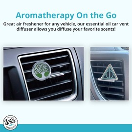 Wild Essentials Mother’s Heart Essential Oil Car Vent Diffuser, Stainless Steel Locket Pendant with 12 Color Refill Pads, Customizable Color Changing Air Freshener for Aromatherapy