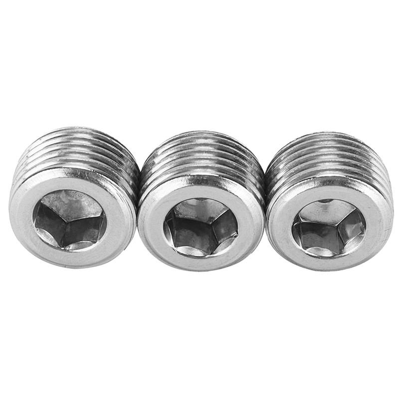 Pack of 3 1/2 Inch NPT Pipe Plugs Stainless Steel