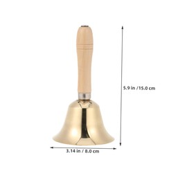 Gatuida 2pcs Solid Brass Hand Bell with Wooden Handle Loud Service Bell for Classroom Weddings Yoga and Elderly Assistance Ring Antislip Grip Versatile Use
