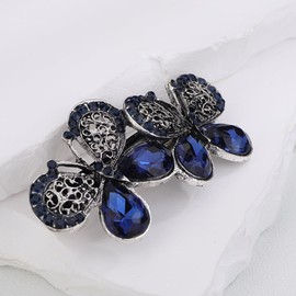 BERYUAN Blue Crystal Rhinestone Hair Clip Rhinestone Butterflies Vintage Hair Barrettes French Hair Clip Retro Crystal Rhinestones Barrettes Retro Elegant Rhinestone Hair Barrettes for Wedding (blue2)