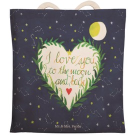 Mr. & Mrs. Panda Shopping Bag Love u to the Moon & Back - Gift, Nature Lover, Adventure, Love Saying, Bag Bag, Partner Gift, neutral