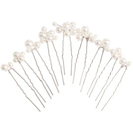 Sppry U Shaped Pearl Wedding Hair Pins for Bridal Women 9 Pcs (Silver)
