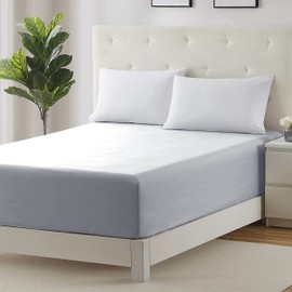 Moonlight Bedding Fitted Sheet 40 Cm Extra Deep Pocket Bed Sheets 16 inch Ultra Soft Bottom Sheet Brushed Microfiber Breathable Shrinkage and Fade Resistant (Silver, Double)