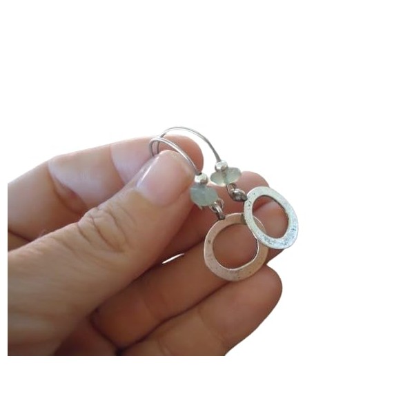 ✿ ETHNO GEHÄMMERTER RING & STEIN ✿ Boho Ohrringe