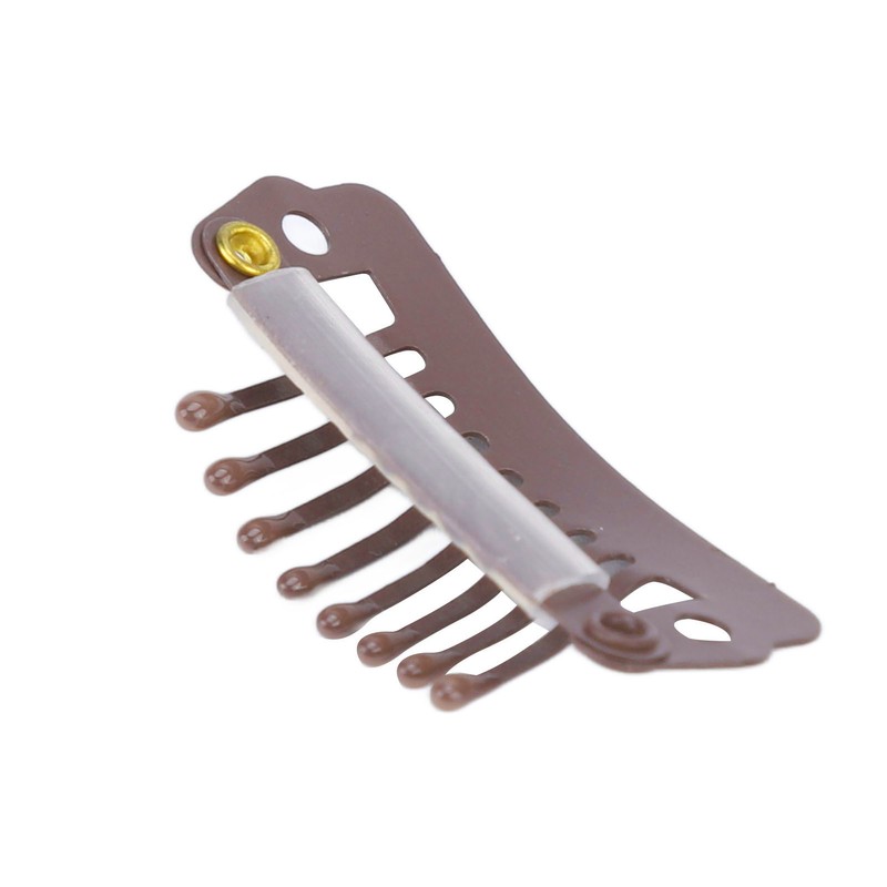 50pcs 8 Tips 8 Teeth Snap Comb Wig Clips Stainless