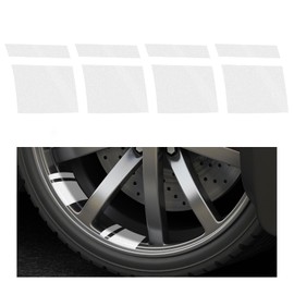 ZNDAW 4 PCS Wheel Rim Decal, 2.36"×2.17" Reflective Self Adhesive Decal for 18-21 Inch Wheels, Waterproof Tire Rim Racing Safety Decoration Stripe Stickers, Car Accessories (White)