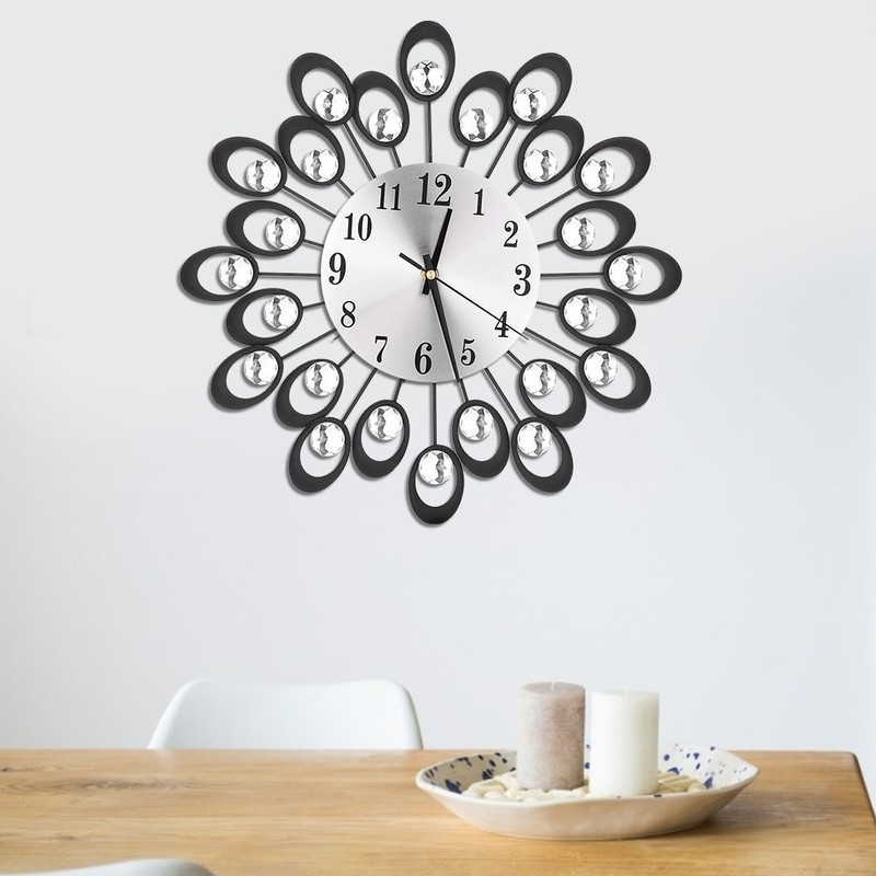 European Style Flower Clock Iron Art Battery Operated Mute Easy