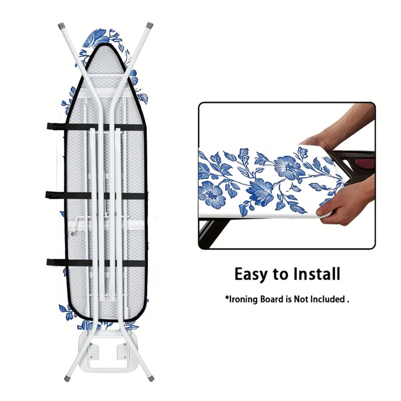 Nuxovilar White Background with Blue Floral Vines Ironing Board Cover,