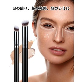 EIGSHOW Concealer Brush Angled Precision Concealer Brush Set Make Up Brush Powder Brush for Cream or Liquid Make-Up Black (E872 & E873)