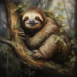 5D Diamond Art Painting Kits by Number for Adults Sloth Sitting on Tree Diamond Art Painting Full Round Drill Crystal Rhinestone Embroidery Craft Kits for Home Wall Decor Kits 35x35cm