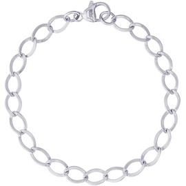 7" Sterling Silver Dapped Curb Link Classic Charm Bracelet by Rembrandt