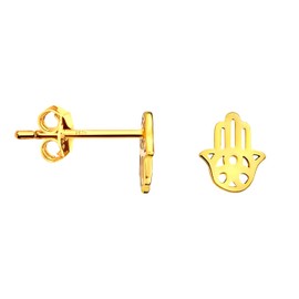 SOFIA MILANI - Women's Earrings 925 Silver - Hand Fatima's Stud Earrings, Yellow Gold, No Gemstone
