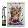 Breeze Decor Patriotic Yorkshire Garden Flag Set with Stand Animals