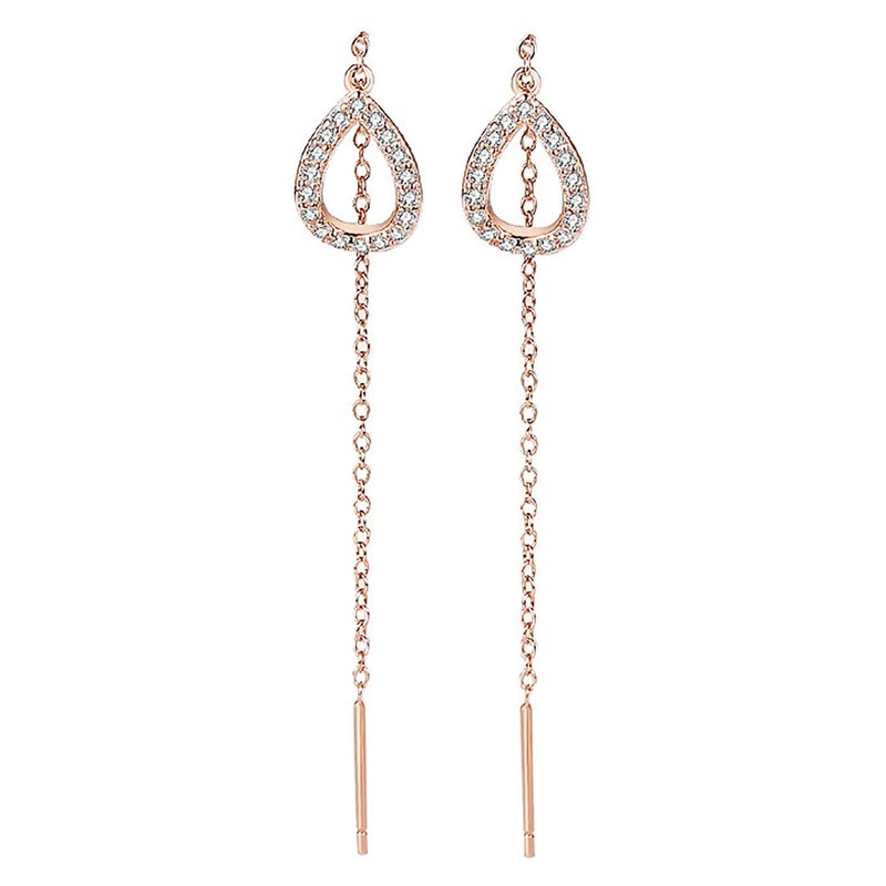 Atentuyi Cz Stud Earrings Gold Threader Earrings Chain Drop Earrings
