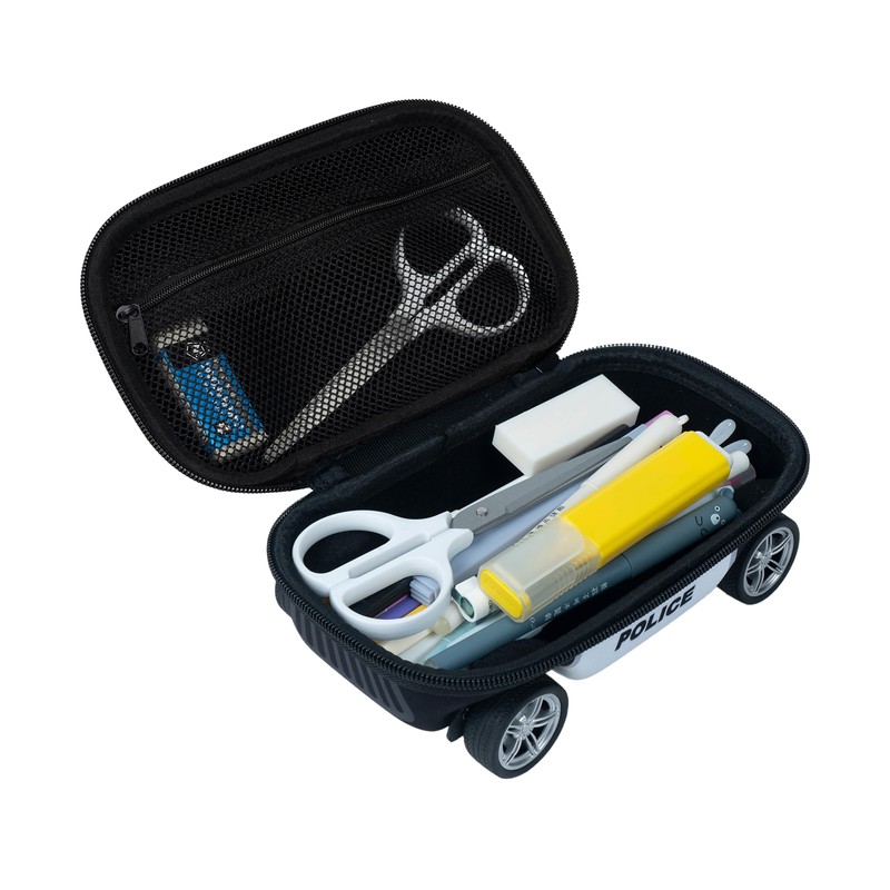 ZIPIT Police Car Pencil Case for Boys | Large Capacity