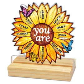 Sunflower Christian Gifts for Women Christmas, Inspirational Office Decor for Women Desk, Christian Religious Gifts for Friends, Mom, Sister, Girl, Coworker Female, Sunflower Home & Desk Decor