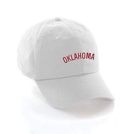 Daxton USA Cities Baseball Dad Hat Cap Cotton Unstructure Low Profile Strapback - Oklahoma White Red