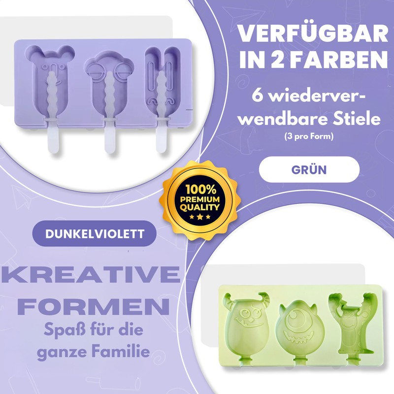 Ktchnhlprz Popsicle Mould Set of 2, Ice Lolly Mould, Ice