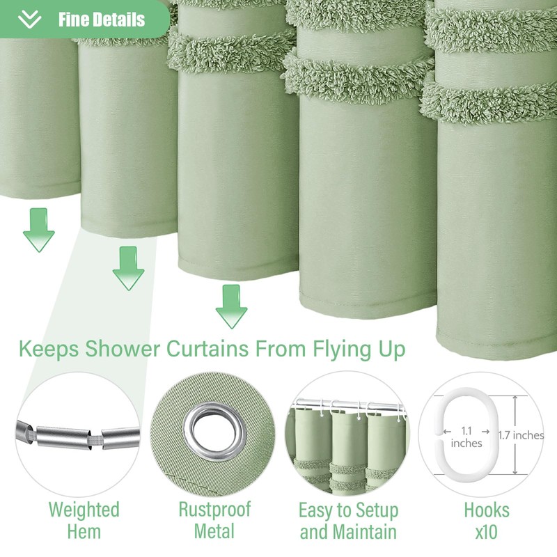 Dynamene Stall Fabric Shower Curtain - 54x78 Inches Long Tufted