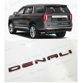 GMC 1pc GMC 2021-2023 Yukon Yukon XL Black Red Rear Tailgate DENALI Emblem Letter