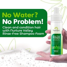 Nurture Valley - Rinse Free Shampoo (3 Bottles) | Waterless Dry Foam for Scalp & Hair - Cleanses & Refreshes - Non Allergenic Non Sensitizing - Ideal for Elderly, Camping (Peppermint Rosemary)