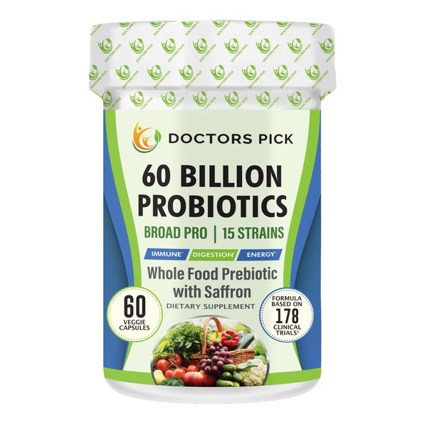 Doctors Pick Ultimate Digestion | 60 Billion CFU Probiotics | Based on Clinical Trials | Patent-Pending Organic Prebiotics + Inulin; Vegan 60 Capsules, 2 Month Supply