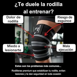 Rodilleras de compresión elásticas para entrenamiento, gym, fitness y levantamiento de pesas | Bandas deportivas con soporte y ajuste firme para hombr
