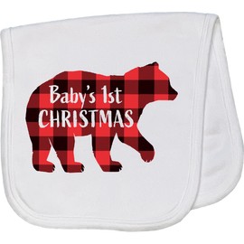 inktastic Baby's First Christmas Baby Burp Cloth White 418a8