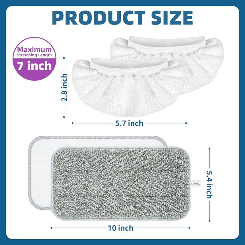 LOVECO Microfiber Steam Mop Pads Compatible with FEPPO, FODFINU &