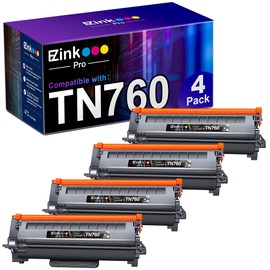 E-Z Ink Pro E-Z Ink Pro TN760 TN-760 TN730 TN-730 Toner Cartridge Replacement for Brother tn760 TN-760 to Use with HL-L2350DW HL-L2370DW HL-L2390DW HL-L2395DW MFC-L2710DW MFC-L2750DW Printer(4black)