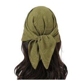 WDIRARA Women's Boho Print Square Head Scarf Bandana Hair Scarf Green One-Size