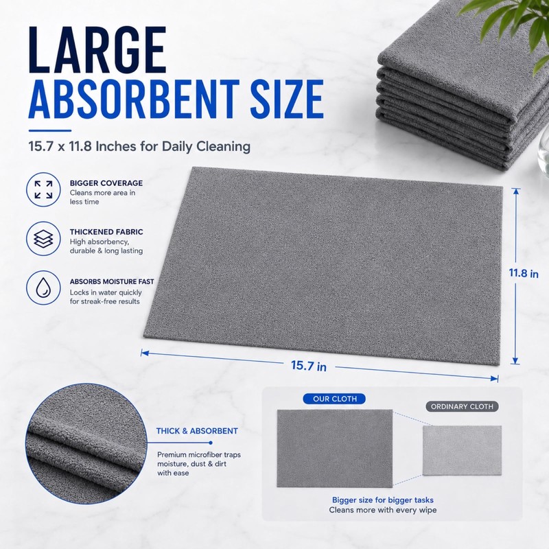 5 PCS Magic Cleaning Cloth Thick Microfiber Cleaning Cloths Streak