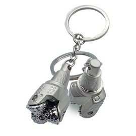 Ya.x - Llavero giratorio 3D con broca de color plateado y PDC para campo petrolífero, Nickle, 4.3cm*2.3cm