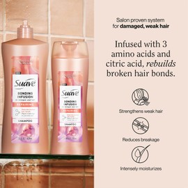 Suave Bonding Infusion Repairing Shampoo 2-Size Bundle, Intense Moisture Restores Shine & Resilience to Weak, Damaged Hair