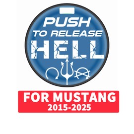 TOOLEPIC Push Start Button Cover for Mustang 2015-2025 – Engine Start Stop Ignition Switch Kit for Ford Mustang Interior Accessories – Push to Release Hell Unique Design Style Custom Fit Baby Blue