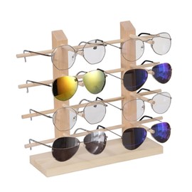 Boutihao Creative Wooden Sunglasses Rack Glasses Stand for 8 Pairs of Glasses Wooden Glasses Display Stand Holder Organiser 2 Rows 4 Layers Can Store Multiple Glasses for Sunglasses
