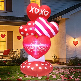 4.3 FT Valentine Inflatables Outdoor Decorations, Love Heart Valentines Blow Up Yard Décor with LED Lights for Wedding Anniversary Party Garden Decor