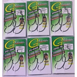 Gamakatsu G-Finesse Hybrid Worm Hook Matte Charcoal 4pk - Choose from 6 Sizes - 7/0