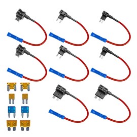 DUSCOKE 8PCS 4 Types Add-a-Circuit Fuse Tap Kit, 12V ATO ATC ATM APM Fuse TAP Adapter, Standard & Mini & Micro2 & Low Profile Mini Blade Fuses Holder for Boat, Car, Truck