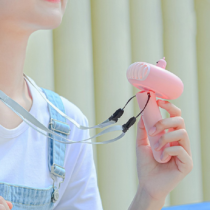 Pink USB Neck Fan Mini Portable Desktop Foldable Fan for