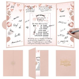 HemerVows 60th Birthday Guest Book: 18 x 12 inch Rose Gold 60th Birthday Party Decorations, Creative 60th Birthday Guest Book Alternative, Great 60th Birthday Gifts for Women