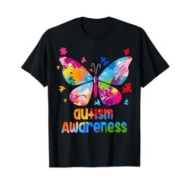 Autism Awareness Colorful Butterfly Puzzle T-Shirt