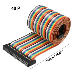 sourcing map IDC Rainbow Wire Flat Ribbon Cable 40 Pins 118cm Length 2.54mm Pitch Type-C