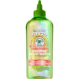 Garnier Fructis Adiós Esponjado Tratamiento Keratin Glow Water Antifrizz, 180ml 10X mas Suave, Brillo Efecto Espejo con Oleo de Argán y Keratina Liquida