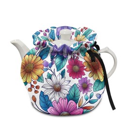 Poceacles Floral Tea Cozy for Teapot Small Tea Cosies Boho Mandala Design, Kitchen Tea Kettle Dust Cover Cloth Cover for Breakfast Pot Coffee Pot Protector Tabletop Decorations