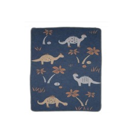 David Fussenegger Juwel Baby and Children's Blanket Dinos Velvet Blue 90 x 70 cm