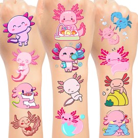 Axolotl Party Favor Temporary Tattoos Stickers 24 Sheet for Axolotl Birthday Party Decorations supplies