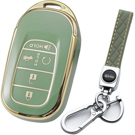 Tautrophen Key Fob Cover with Keychain Fit for Honda 2023 2024 Civic Accord Pilot HRV CRV Odyssey, Gold and Green