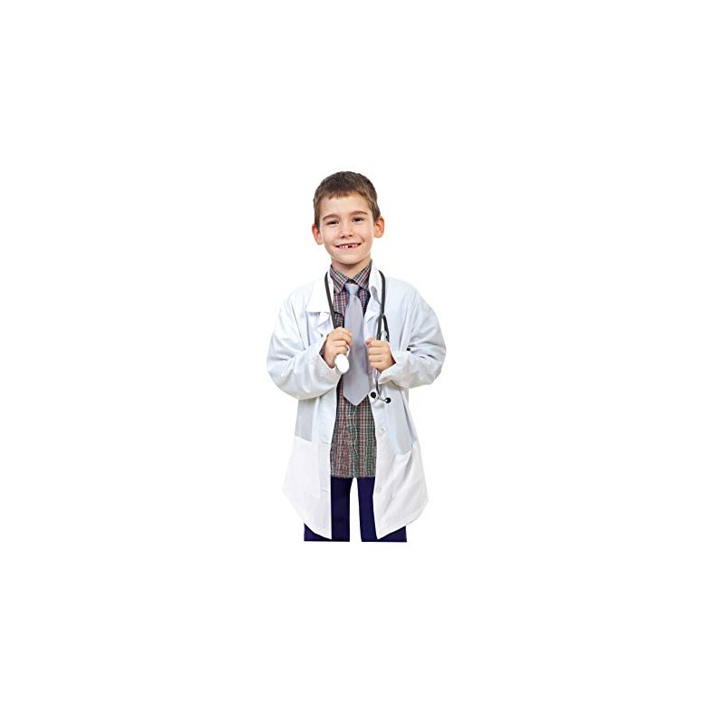Childrens Lab Coat-Soft Touch with Stethoscope (4) White